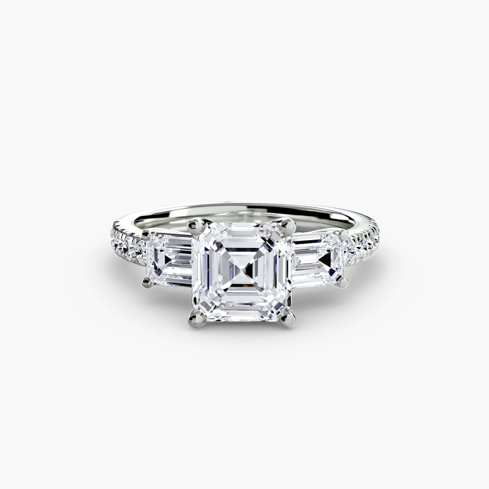 Pavé Bantlı Üç Taşlı Yüzük 4